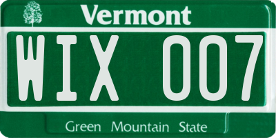 VT license plate WIX007