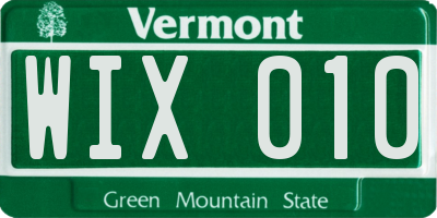 VT license plate WIX010
