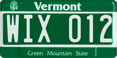 VT license plate WIX012