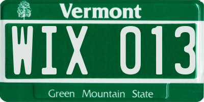 VT license plate WIX013