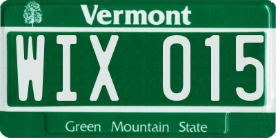 VT license plate WIX015