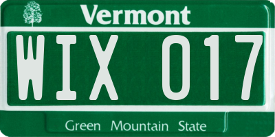 VT license plate WIX017