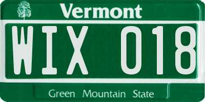 VT license plate WIX018