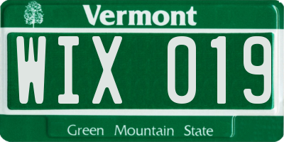 VT license plate WIX019