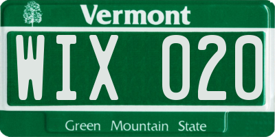 VT license plate WIX020