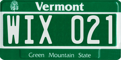 VT license plate WIX021