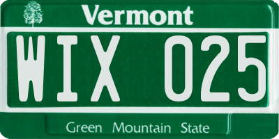 VT license plate WIX025