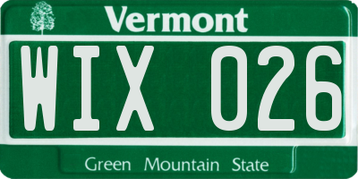 VT license plate WIX026