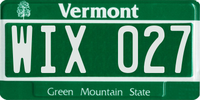 VT license plate WIX027
