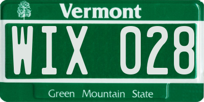 VT license plate WIX028