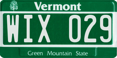 VT license plate WIX029