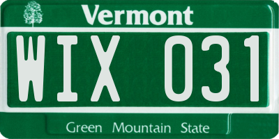 VT license plate WIX031