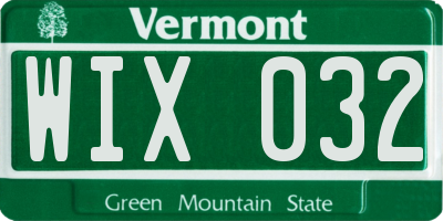 VT license plate WIX032