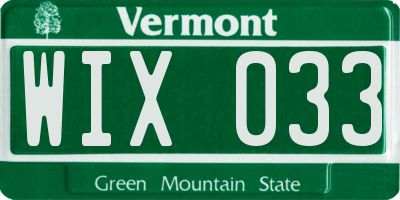 VT license plate WIX033