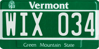 VT license plate WIX034