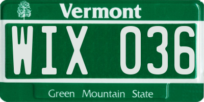 VT license plate WIX036