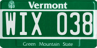 VT license plate WIX038