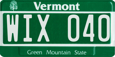 VT license plate WIX040