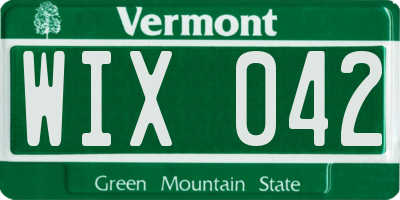 VT license plate WIX042