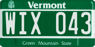 VT license plate WIX043