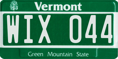 VT license plate WIX044