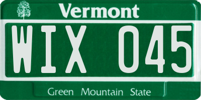 VT license plate WIX045