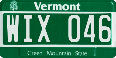 VT license plate WIX046
