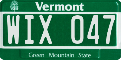 VT license plate WIX047