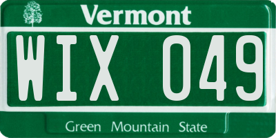 VT license plate WIX049