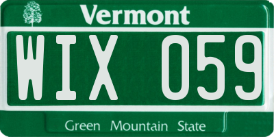 VT license plate WIX059