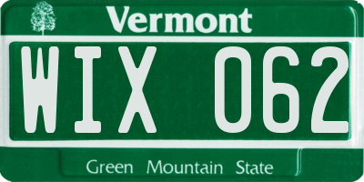 VT license plate WIX062