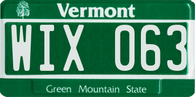VT license plate WIX063