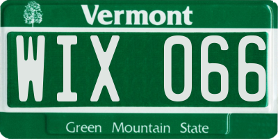 VT license plate WIX066