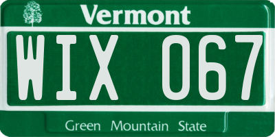 VT license plate WIX067
