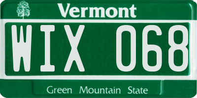 VT license plate WIX068