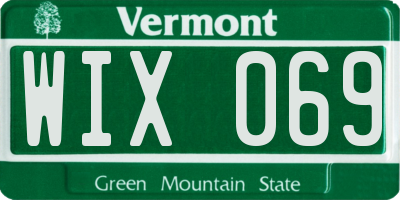 VT license plate WIX069