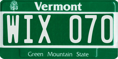 VT license plate WIX070
