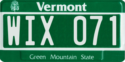 VT license plate WIX071