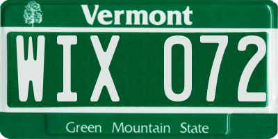VT license plate WIX072