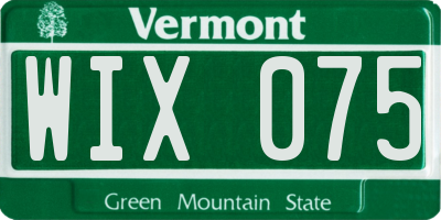 VT license plate WIX075