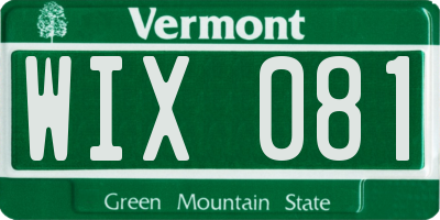 VT license plate WIX081