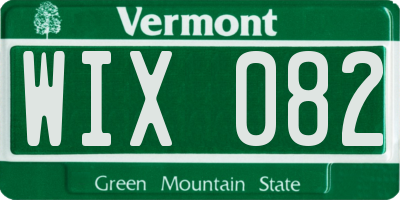 VT license plate WIX082