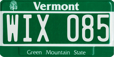 VT license plate WIX085