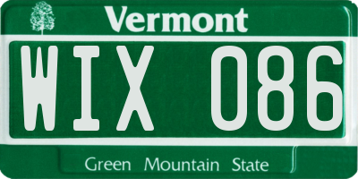 VT license plate WIX086