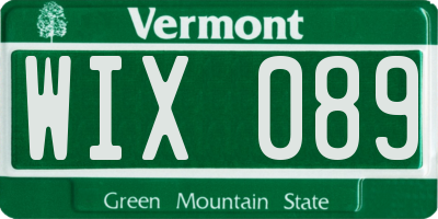 VT license plate WIX089