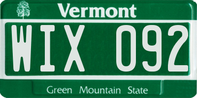 VT license plate WIX092