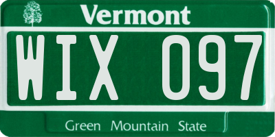 VT license plate WIX097