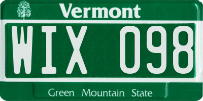 VT license plate WIX098