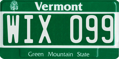 VT license plate WIX099