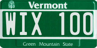 VT license plate WIX100